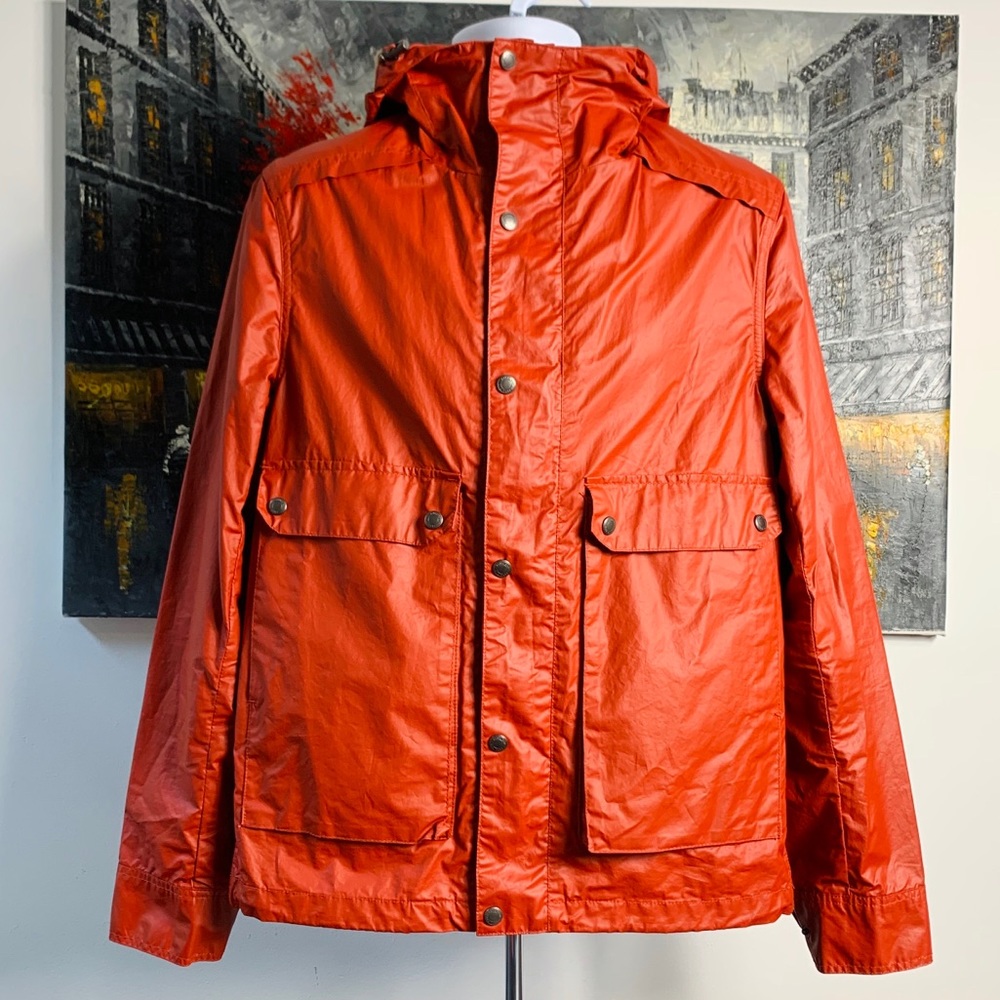 Zara Man Red/Hooded,Full Zip,Raincoat Parka Sz L